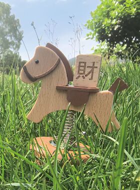 马年车载摆件车载摆件马上发财桌面摇摇马摆件车饰生日节日礼物赠