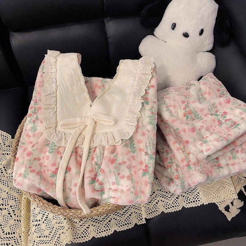 珊瑚绒睡衣女秋冬季加厚保暖设计感家居服甜美两件套装,淘宝优惠券,粉丝福利购,淘宝优惠卷