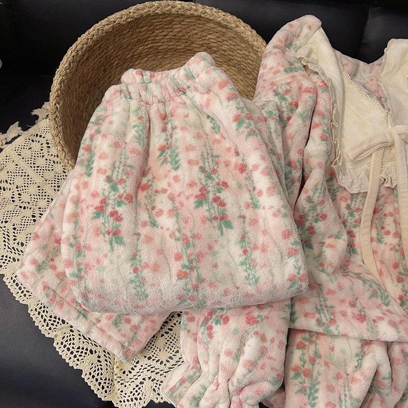 珊瑚绒睡衣女秋冬季加厚保暖设计感家居服甜美两件套装,淘宝优惠券,粉丝福利购,淘宝优惠卷