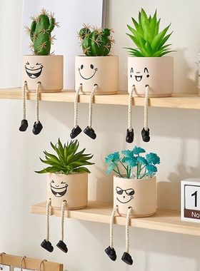 吊脚娃娃仿真多肉摆件治愈系卧室客厅创意家居桌面装饰品盆栽绿植