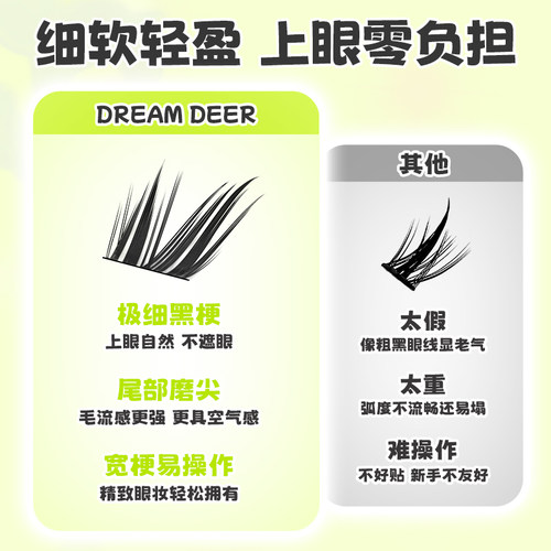 梦鹿大公主斜飞狐系猫系假睫毛分段式仿真仙子毛上镜 - 图2