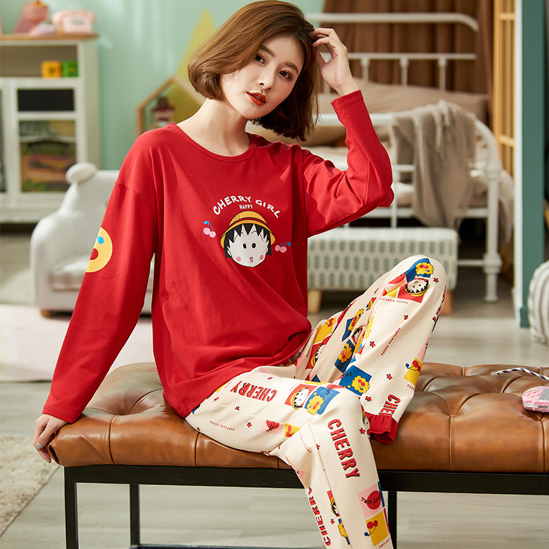 春秋季纯棉长袖卡通休闲睡衣 韩黛芙睡衣/家居服套装