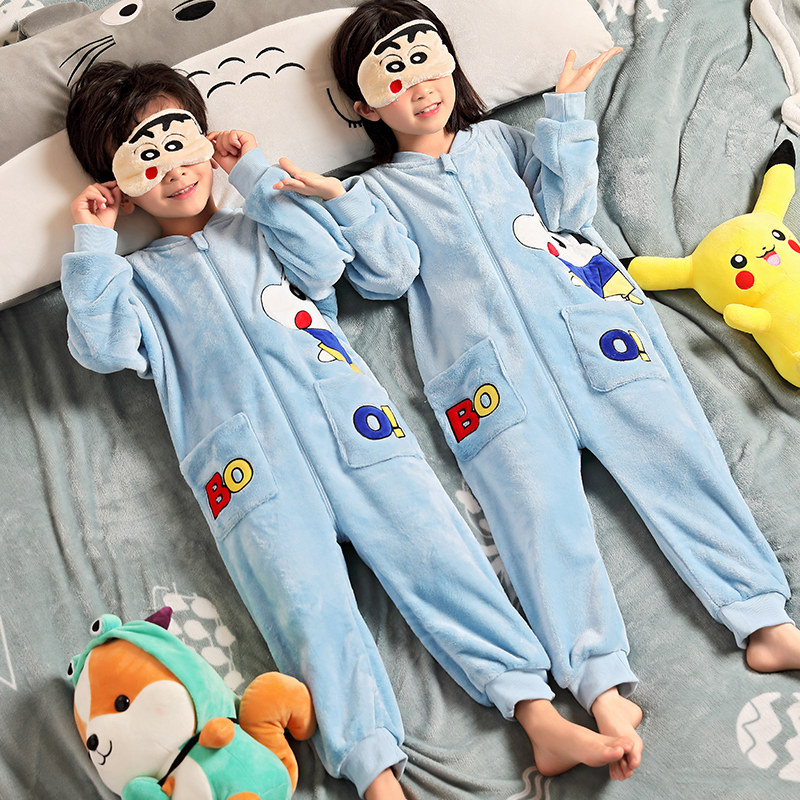 儿童连体秋冬季男孩女童珊瑚绒睡衣 韩黛芙睡衣/家居服套装