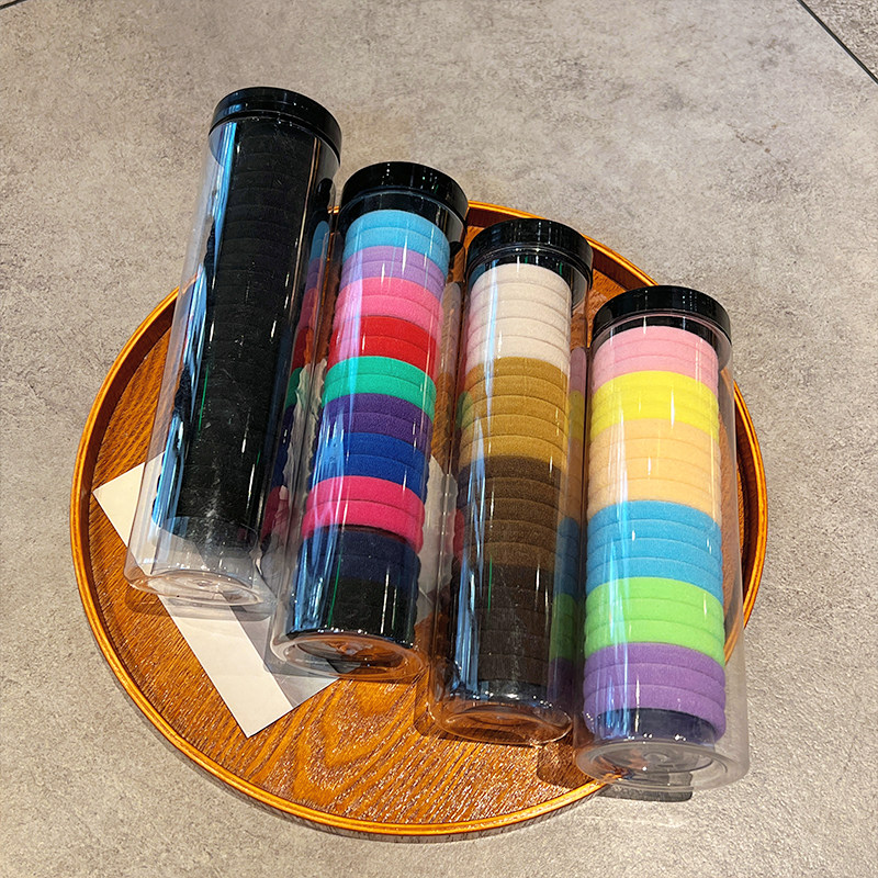 罐装女生扎头发头绳高弹力耐用发绳黑色发圈皮套橡皮筋2024年新款