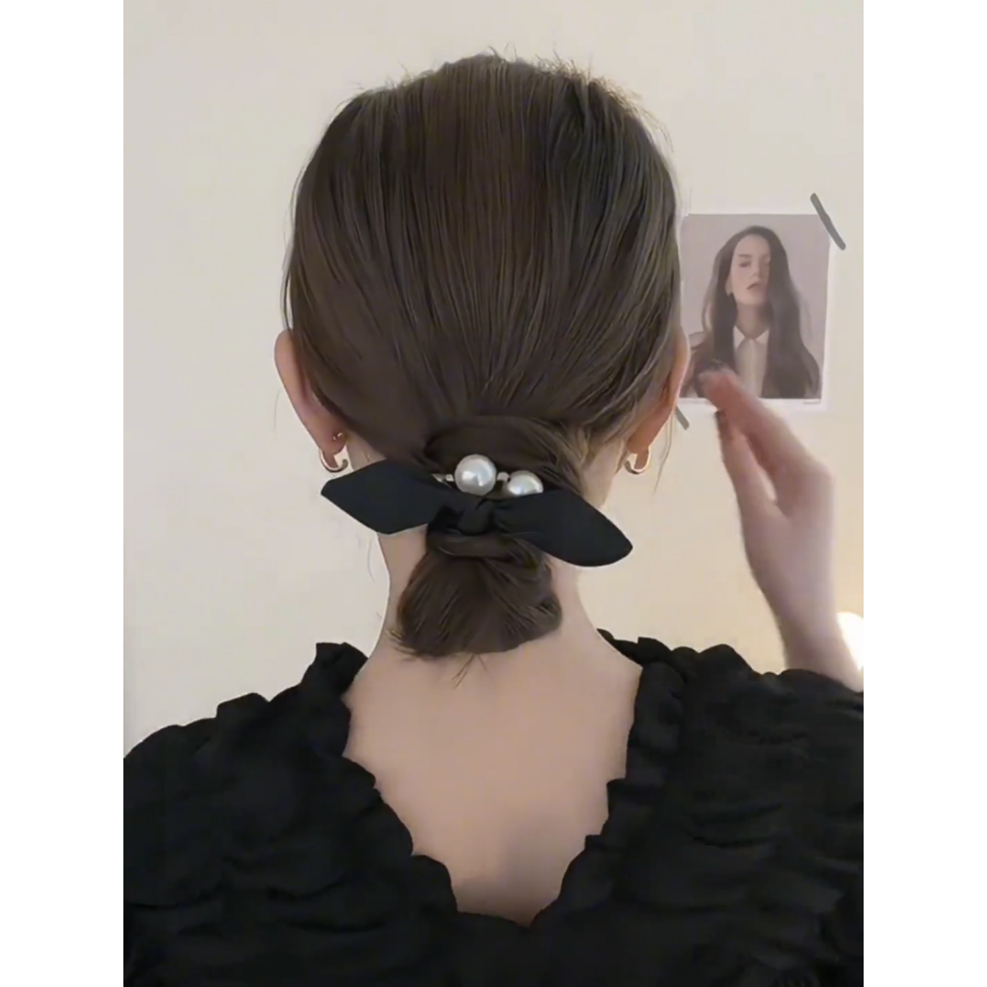 黑色珍珠发绳女夏季2025年蝴蝶结发圈扎头发皮筋扎马尾丸子头头饰,淘宝优惠券,粉丝福利购,淘宝优惠卷