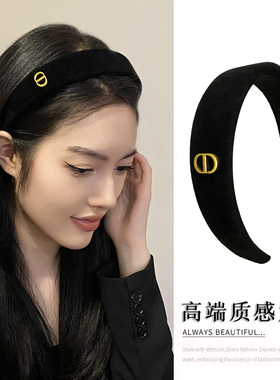 法式复古丝绒发箍金标发饰