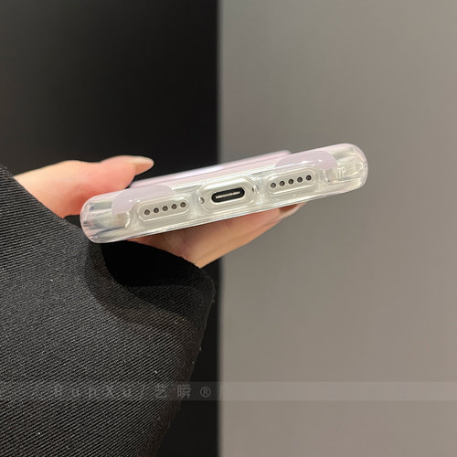 韩系ins风温柔梦幻淡紫色波点适用苹果18ProMax手机壳新款iPhone17pro强力磁吸16pm高颜值ip15女款全包保护套 - 图2