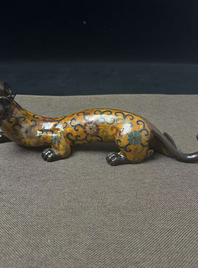 古董文玩纯铜掐丝珐琅彩景泰蓝螭龙摆件桌面笔搁笔架貔貅瑞兽