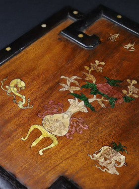 古董文玩缅甸花梨木镶嵌贝壳吉祥如意挂屏客厅中堂牌匾挂画挂件