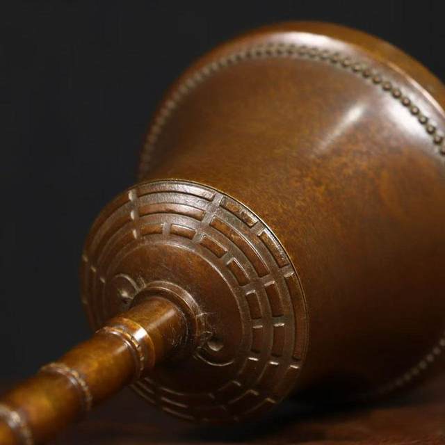 Antique antique pure copper copper Sanqing bell hand rattle desktop ornaments Taoist instruments retro old objects authentic