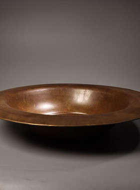 古董文玩纯铜黄铜炭火盆泡脚盆加厚铜盆水盆复古老物件摆件