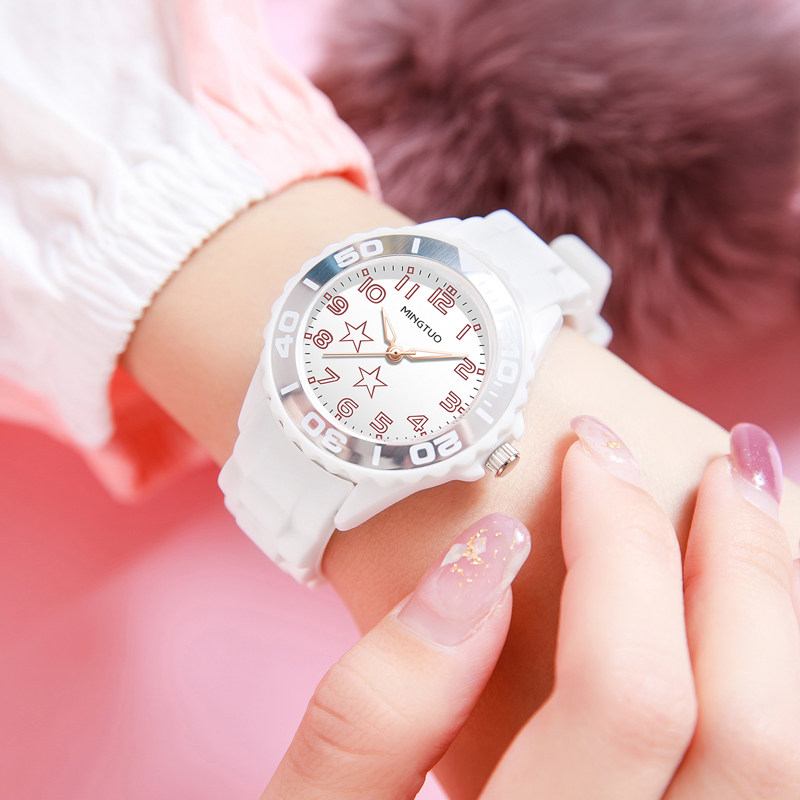 女孩夜光防水小学生只看时间电子表 名拓手表国产腕表