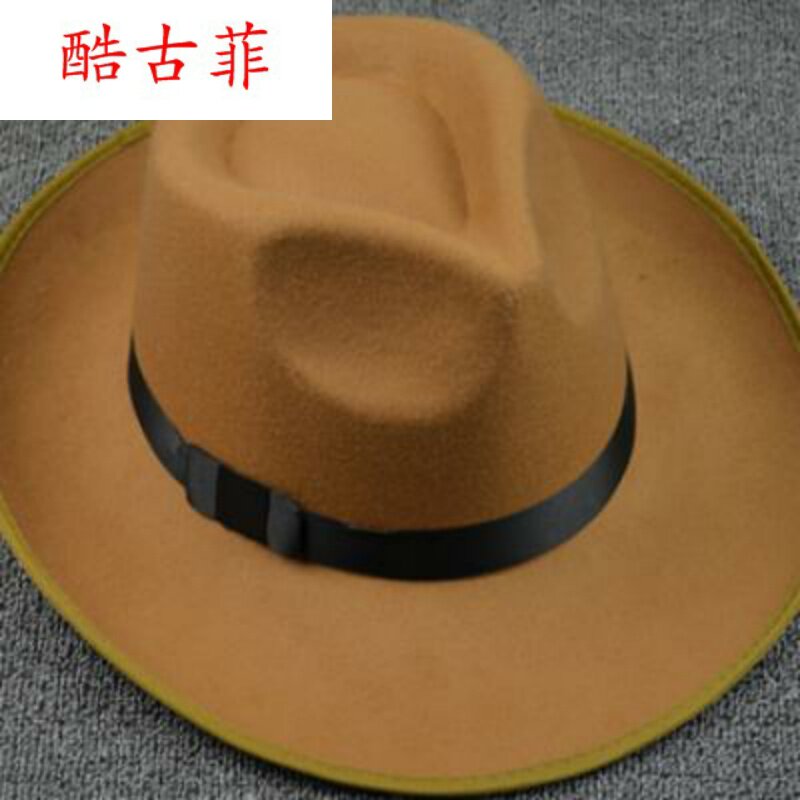 上海滩许文强杰克逊大沿男女士毡帽 酷古菲帽子