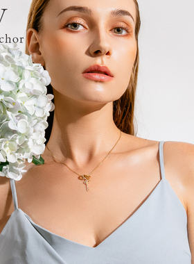 纯银钥匙吊坠饰品气质网红项链