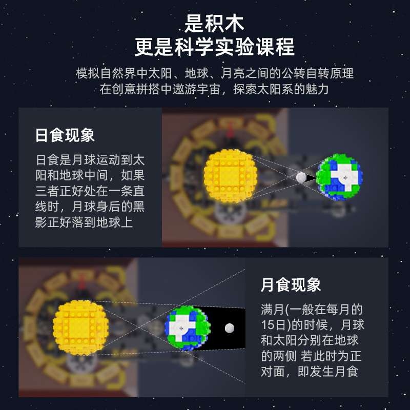 双鹰Cada太阳系宇宙天文科教模型可旋转拼装科学玩具积木儿童礼物