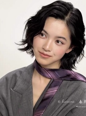 美式复古紫色条纹领巾领带小众女