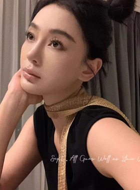 新款飘带金色薄款长条丝巾女系脖