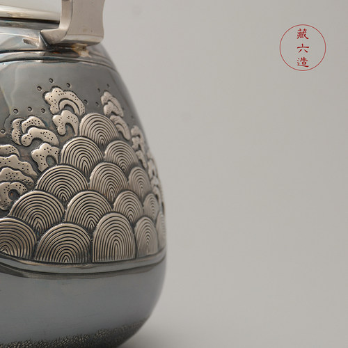 藏六造 神奈川银壶 纯手工银壶纯银999烧水壶 日本银壶 纯银茶壶 - 图2