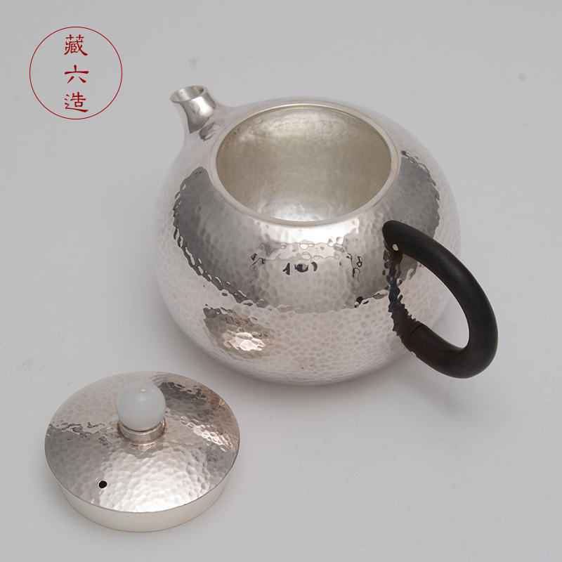 藏六造银壶 泡茶壶小银壶纯银999茶具 茶道家用 纯手工日本银壶 - 图1