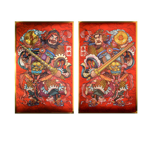 门神门贴2026新年过年大门装饰高档金箔立体浮雕防水防晒家用年画 - 图0