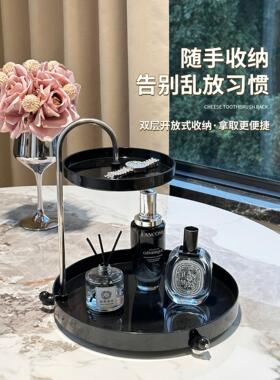 入户门口玄关钥匙摆件收纳盒轻奢托盘装饰品桌面杂物鞋柜上置物架