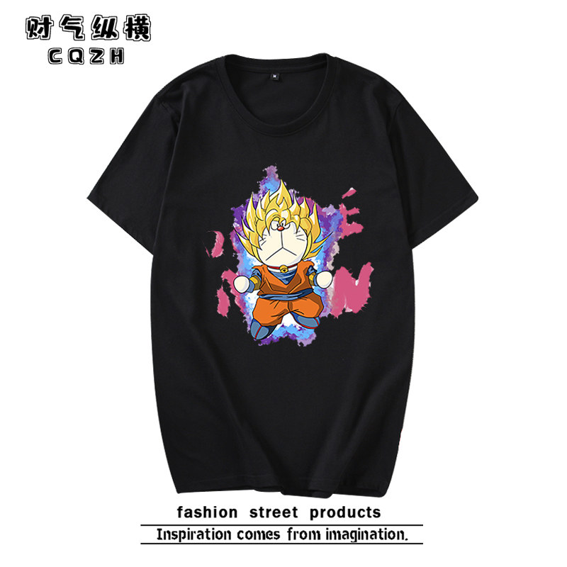 七龙珠联名白神哆啦a梦短袖打底衫 财气纵横T恤