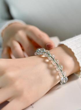 2025天然绿幽灵水晶手链满天星幽灵绿色水晶单圈手串男女款饰品礼