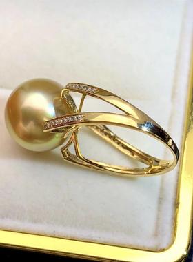 2025高颜值珍珠戒指无瑕强光高贵典雅款南洋浓金珍珠戒指12-13mm