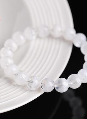 2025蓓蓓福 天然白色幽灵聚宝盆圆珠手链 千层白幽灵手串 厂家直