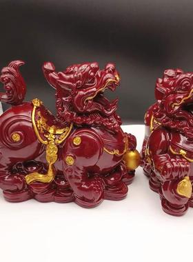 2025朱砂红色貔貅摆件公母一对招财旺财聚财客厅家用办公室皮丘貔