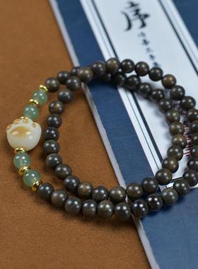 2026天然沉贵宝0.8双圈手链菩提猫爪款圆珠可爱简约手串念珠佛珠