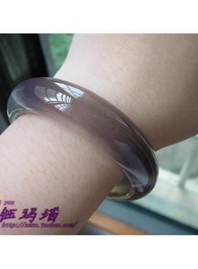 2025天然巴西新款玛瑙手镯56 灰紫色 水晶镯子 饰品 送女朋友礼物