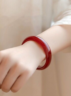 2026天然红手镯女玉镯子红色手镯镯子女款本命年玉石镯子