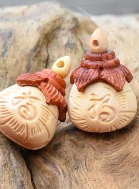 2025黄杨黑檀血檀桃木手工雕刻铃铛活籽能发出响声配件DIY饰品吊