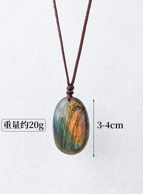 2025天然水晶拉长石火彩月光石男女款吊坠蓝月光石diy项链毛衣链