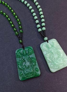 2025爆款热卖佛牌仿玉民族风吊坠长款项链绿色项饰琉璃饰品
