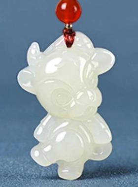 2025萌宠和田玉猴子十二生肖吊坠男女本命年玉石卡通项链宝宝玉坠