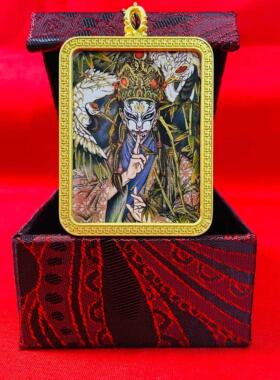 2026道系元始天尊座下白鹤童子国风手绘描金唐卡吊坠