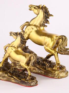 2026铜马摆件黄铜马上有钱生肖马办公室家居摆设工艺品福字马到成