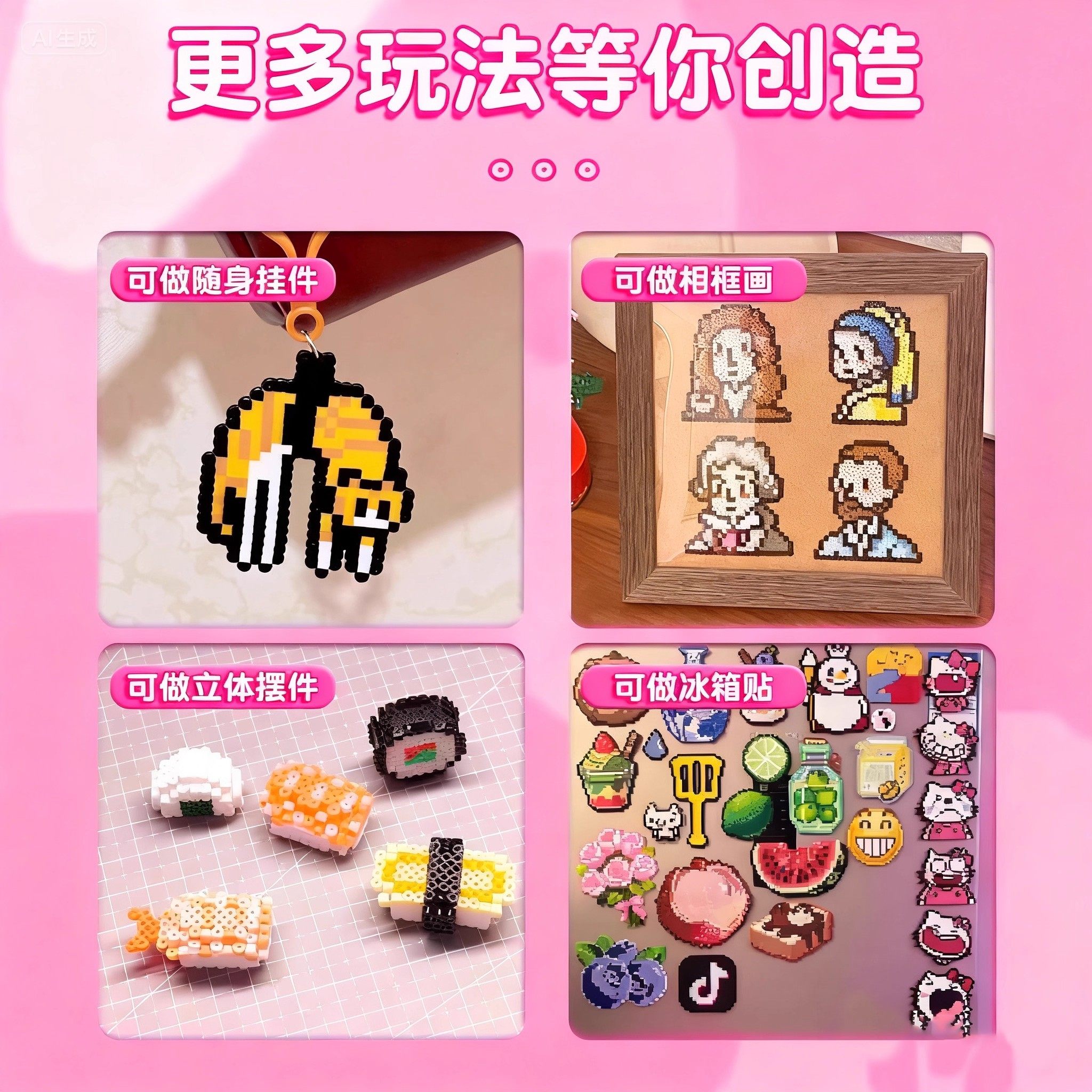 拼豆豆手工diy玩具立体融合MARD拼豆材料包高颜值自动拼豆笔套装,淘宝优惠券,粉丝福利购,淘宝优惠卷