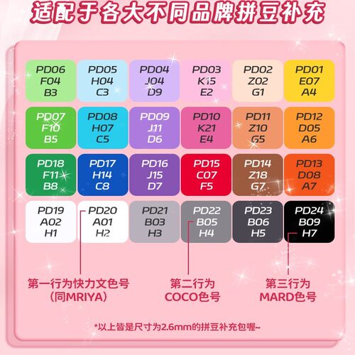 coco融合拼豆补充包2.6mm益智高质量手工diy拼豆材料包套装全色系 - 图0