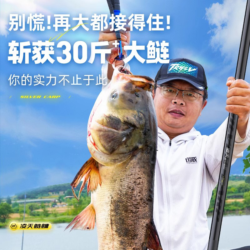 创威凌天鲢鳙钓鱼竿手杆超轻超硬28调轻量大物碳素鱼杆手竿台钓竿