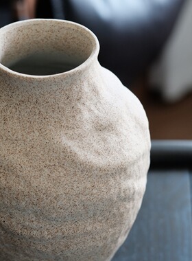 粗陶花瓶复古手工色釉陶瓷花器