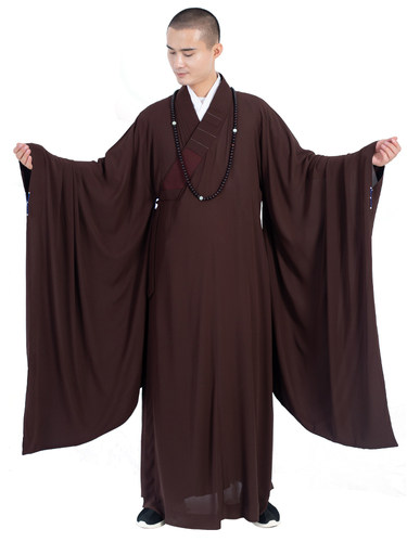 缎梵冰丝广袖海青居士服夏季款僧侣长袍僧服海清服大褂男女同款 - 图3