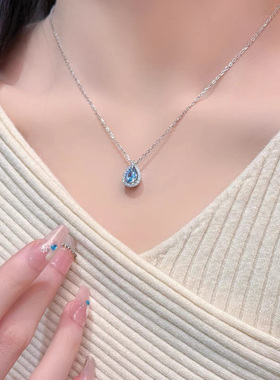 设计感水滴形锆石合金锁骨链女
