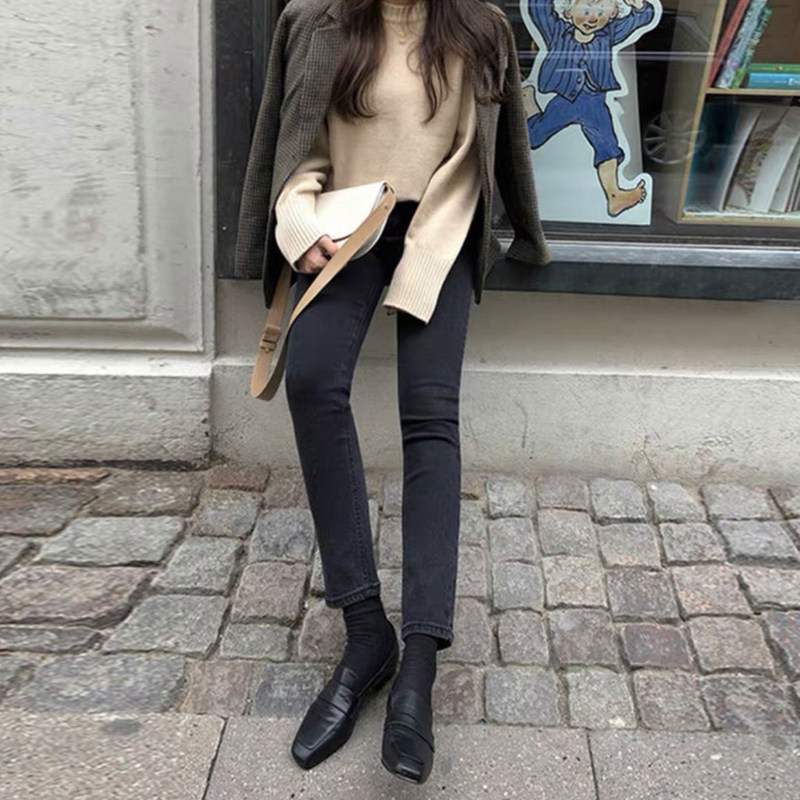 黑色烟管直筒2020春秋新款牛仔裤 水怜服饰牛仔裤