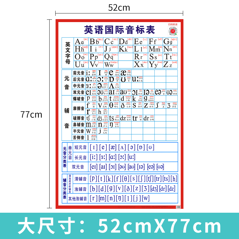 英语音标挂图48个国际音标表墙贴音标发音挂图小学初高中学习神器 - 图3