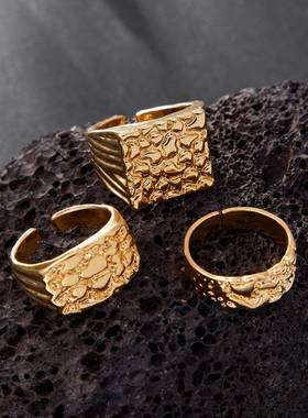 欧美跨境饰品2025新款男士合金肌理戒指潮流嘻哈个性百搭手饰