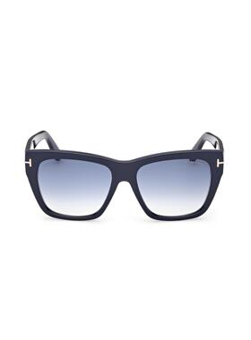 TOMFORD汤姆福特FT1343 90W闪亮蓝色渐变55 mm女士太阳眼镜