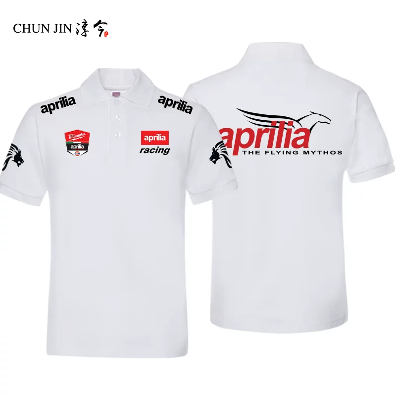 Приталенная мужская и женская пара футболка с коротким рукавом Aprilia Motorcycle Lottery Lovers Polo Shirt командная одежда